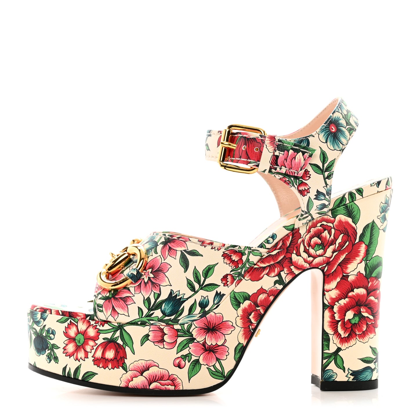 Nappa Charlotte Brit Roses Print Horsebit 40/135mm Platform Sandals 37 Multicolor