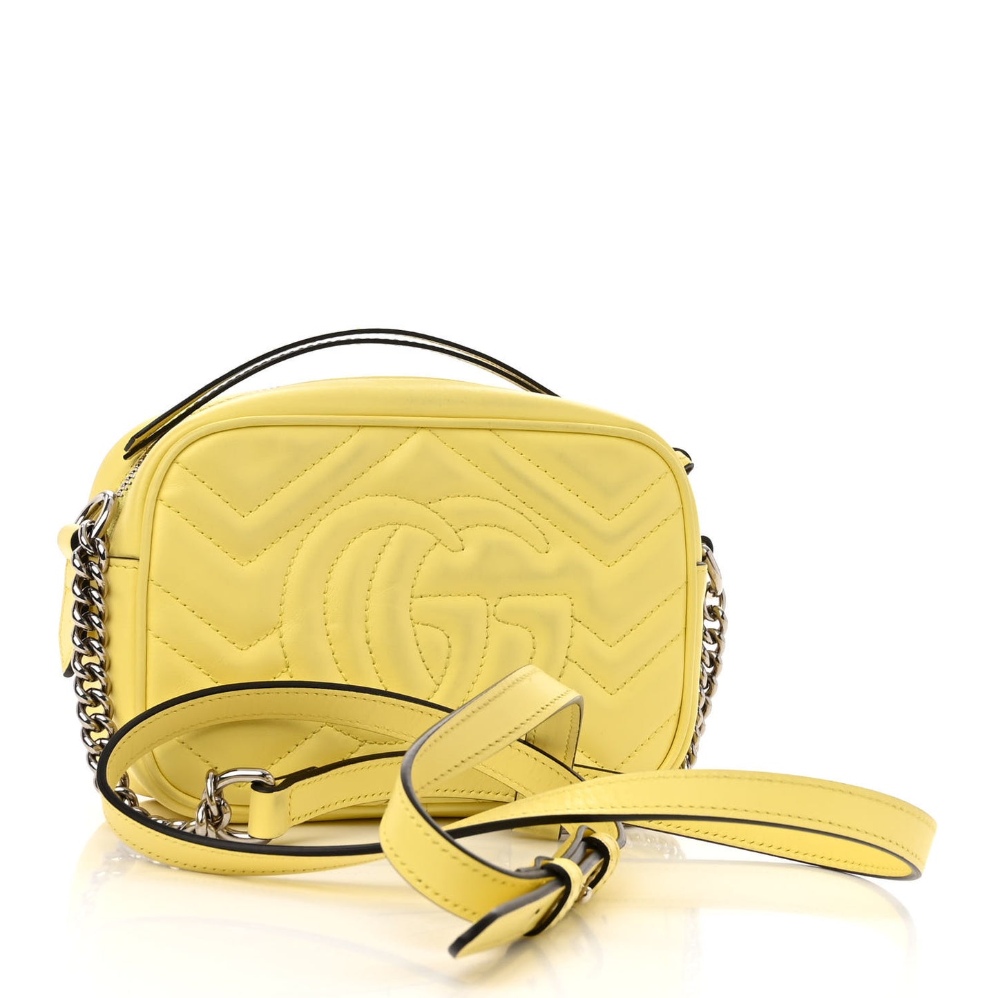 Calfskin Matelasse Mini GG Marmont Chain Shoulder Bag Banana