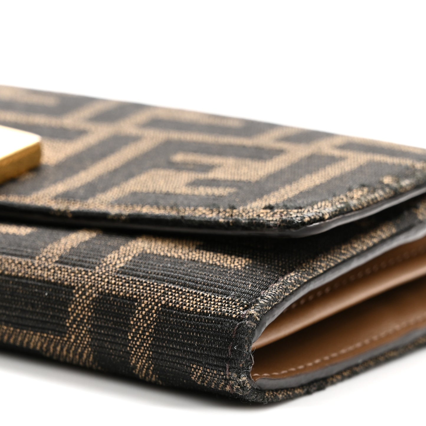 Fabric Jacquard FF 1974 Continental Wallet On Chain Tobacco Moro