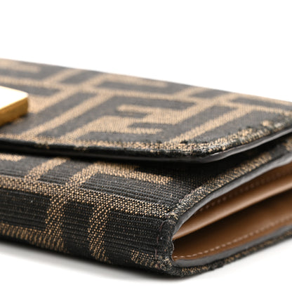Fendi Fabric Jacquard FF 1974 Continental Wallet On Chain Tobacco Moro 10 of 11