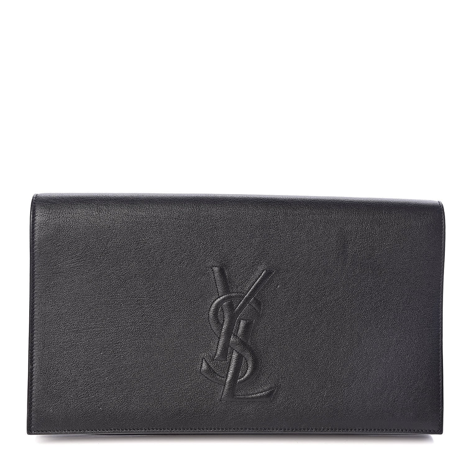 Saint Laurent Calfskin Monogram Large Belle De Jour Clutch Black 1 of 9