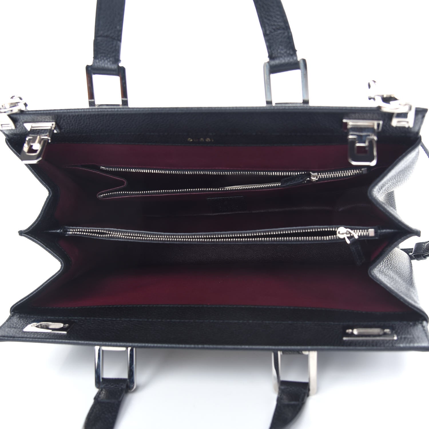 Gucci Grainy Calfskin Medium Zumi Interlocking GG Horsebit Top Handle Bag Black 5 of 9