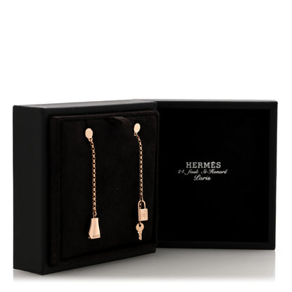 Hermes 18K Rose Gold Kelly Clochette Earrings 5 of 5