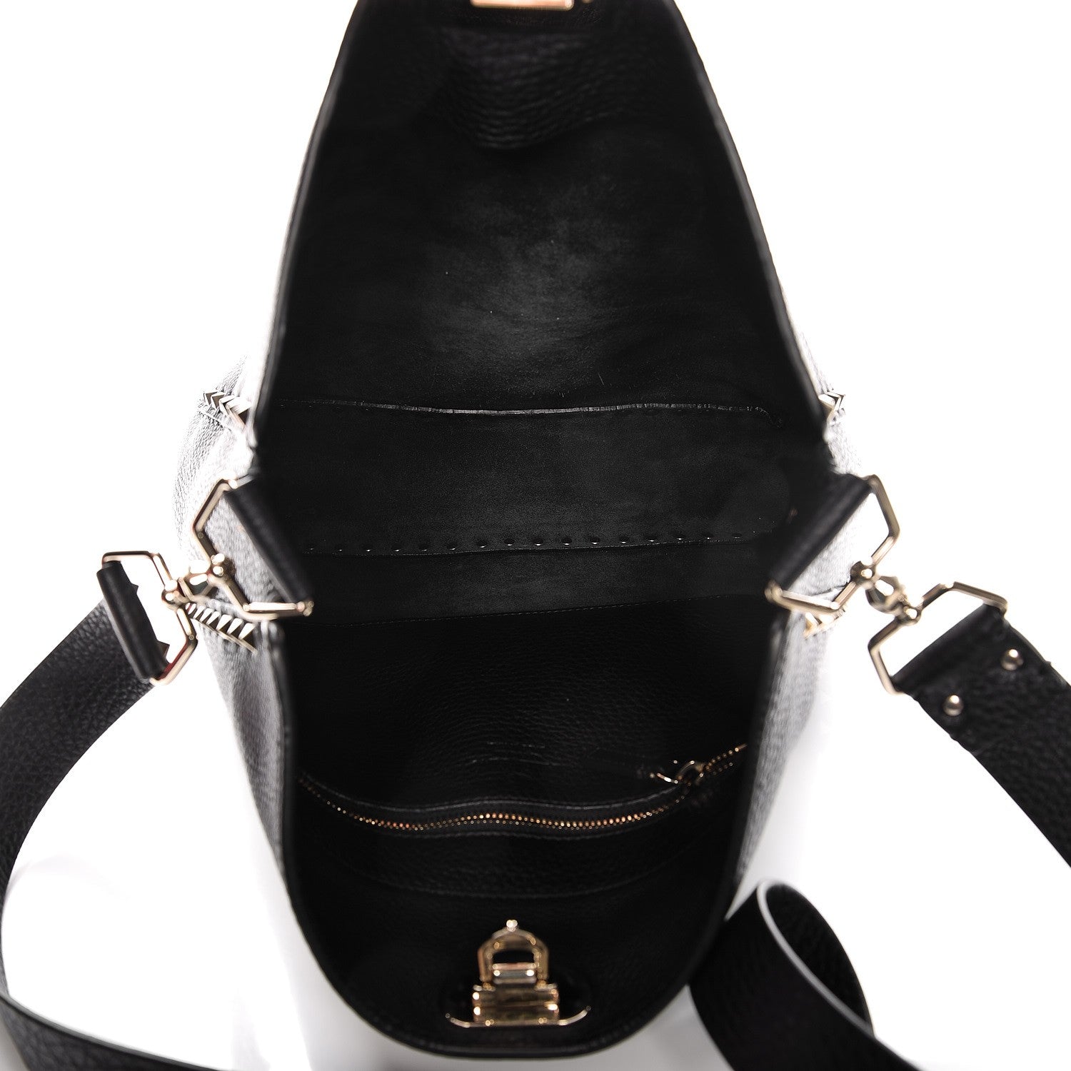 Valentino Garavani Pebbled Calfskin Large Rockstud Flip-Lock Messenger Bag Black 5 of 8