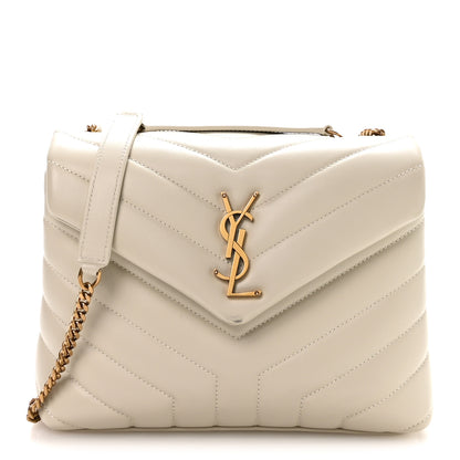 Saint Laurent Calfskin Y Quilted Monogram Small Loulou Chain Satchel Crema Soft 1 of 10