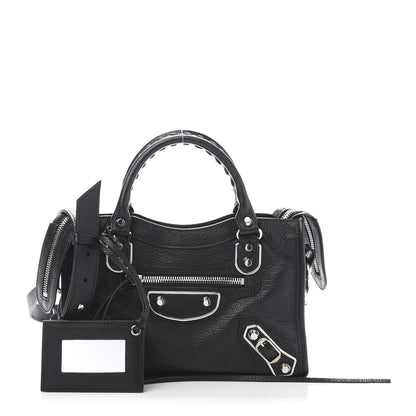 Balenciaga Chevre Silver Metallic Edge Hardware Mini City Black 1 of 13