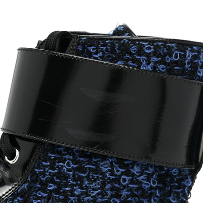 Louis Vuitton Tweed Calfskin Wonderland Ranger Boots 37.5 Blue Black 14 of 15