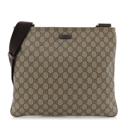 Gucci GG Supreme Monogram Medium Flat Messenger Bag Dark Brown 1 of 10