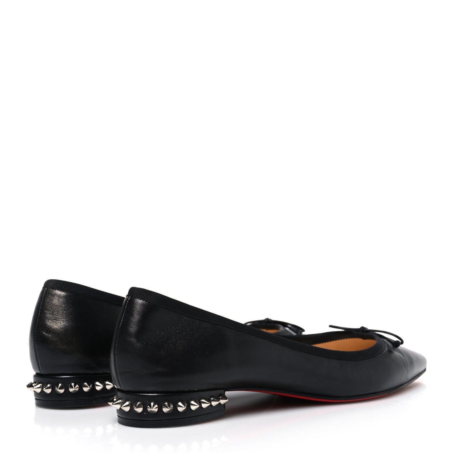 Christian Louboutin Calfskin Zarli Nappa Grosgrain Spiked Hall Flats 39 Black 5 of 10