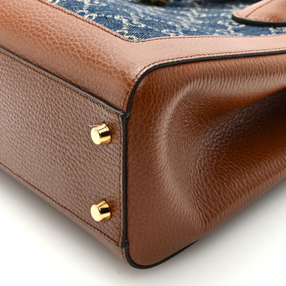 Gucci New Denim GG Monogram Dollar Calfskin Medium Jackie 1961 Tote Blue Tea Cuir Epilog 9 of 9
