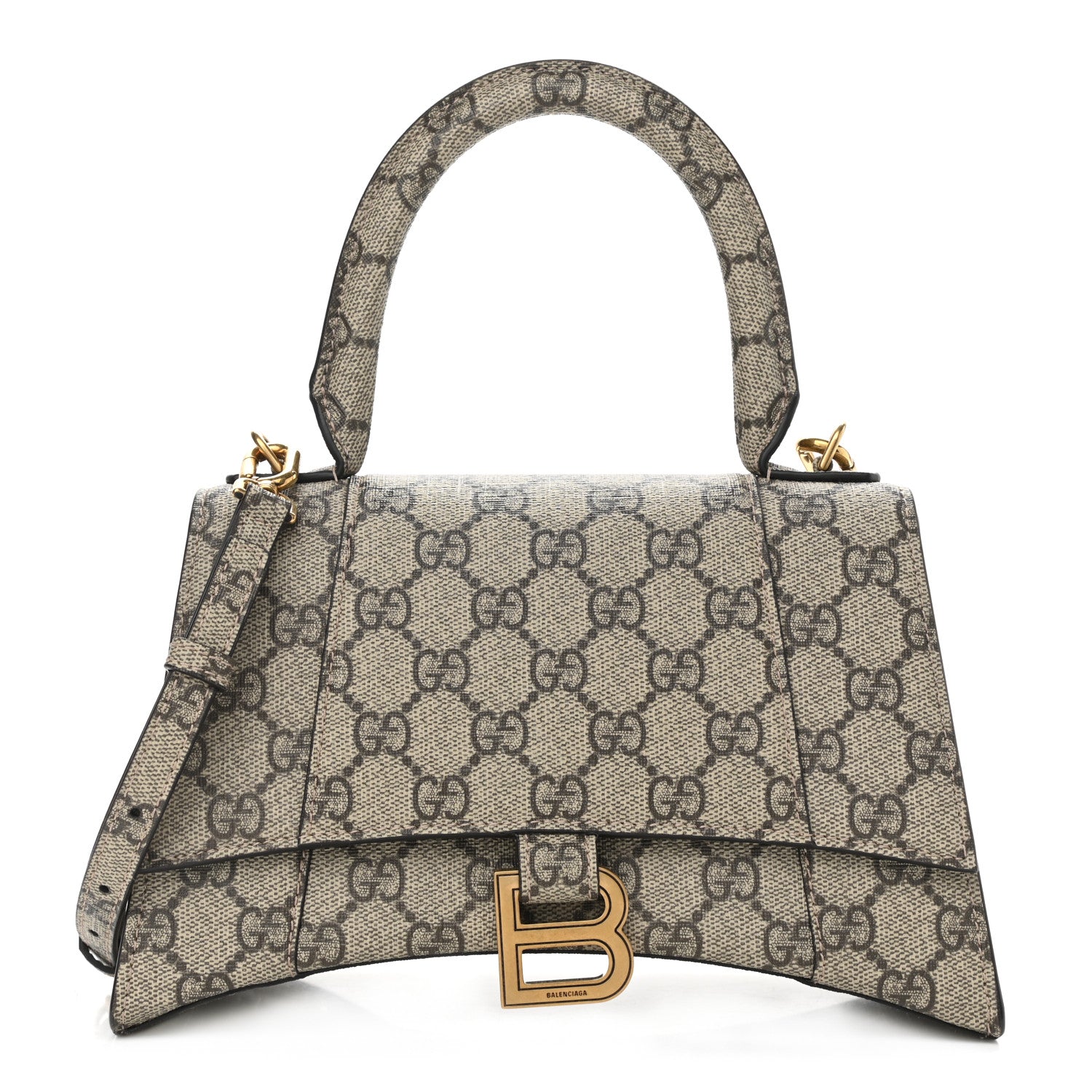 Balenciaga X GUCCI GG Supreme Monogram Small Hourglass Top Handle Bag Beige Ebony 1 of 9