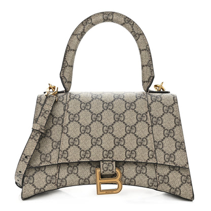 Balenciaga X GUCCI GG Supreme Monogram Small Hourglass Top Handle Bag Beige Ebony 1 of 9