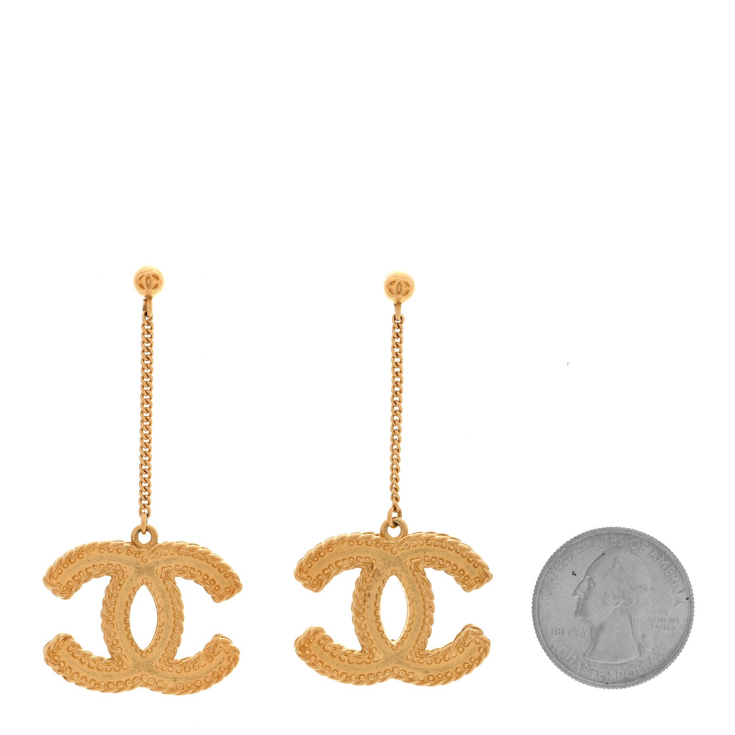 CC Drop Earrings Matte Gold
