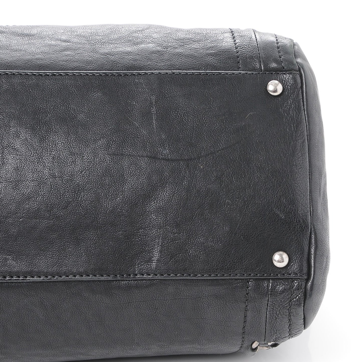 Glazed Calfskin East West Modern Chain Tote Black
