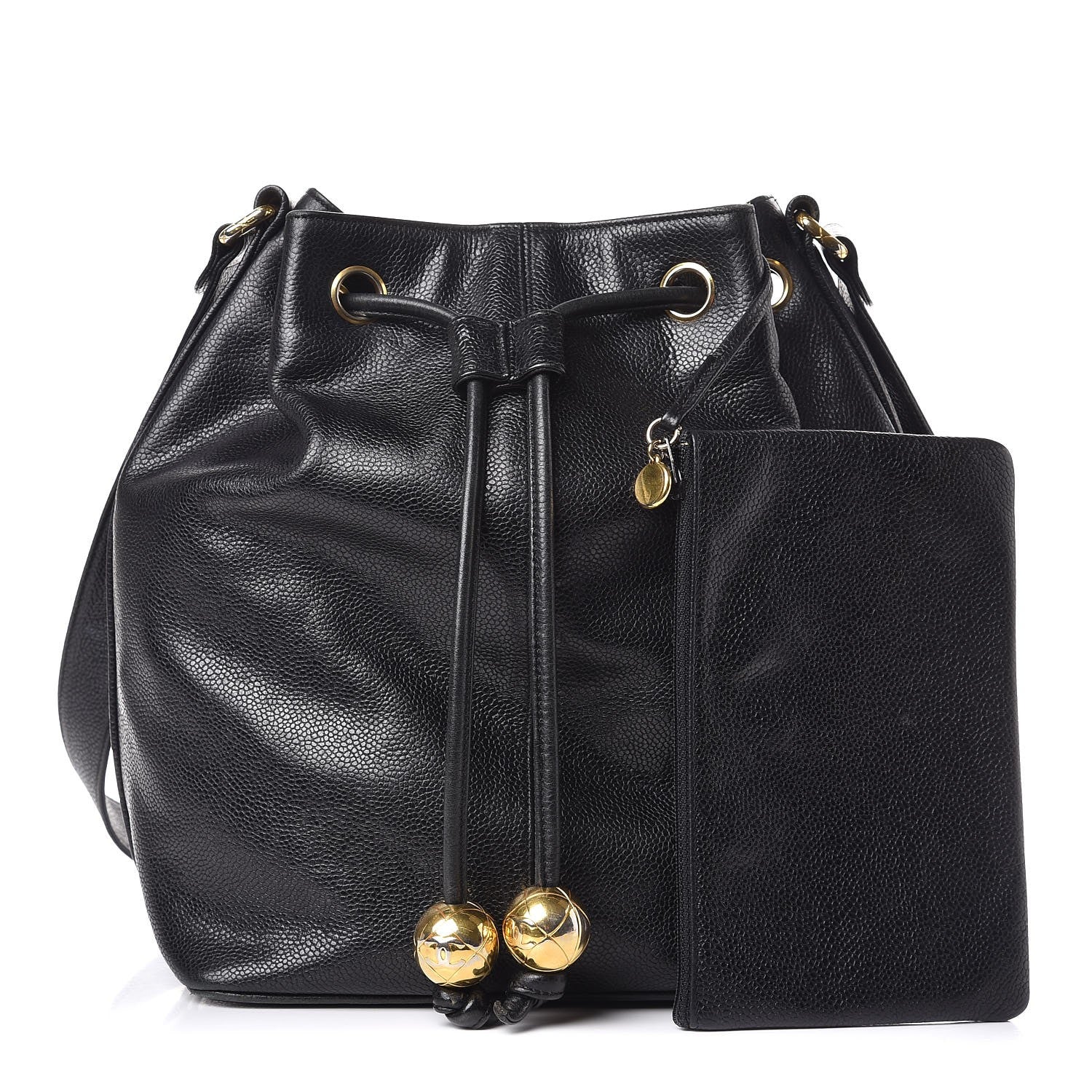 Chanel Caviar CC Drawstring Shoulder Bag Black 1 of 12