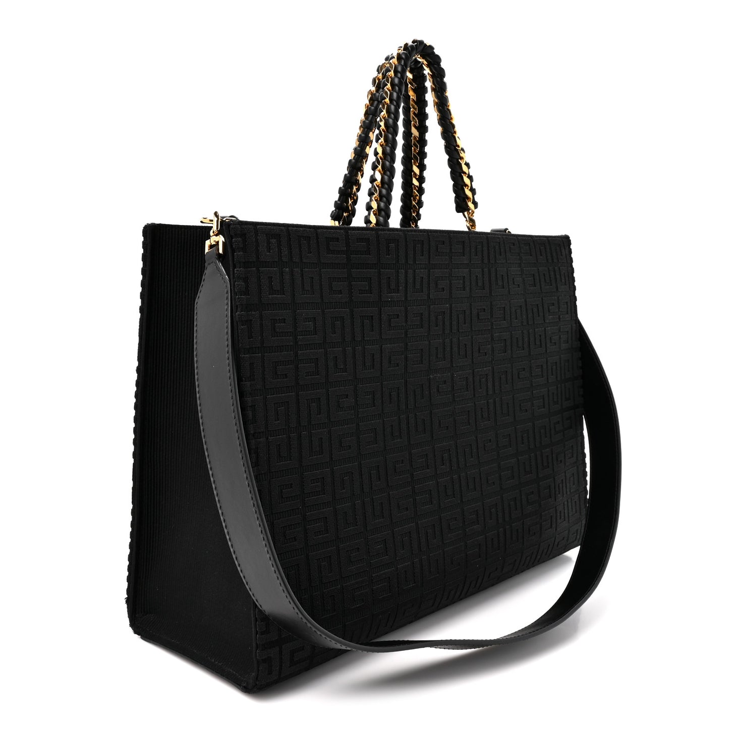 Canvas Jacquard 4G Medium Chain Tote Black