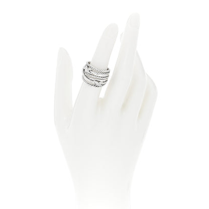 David Yurman Sterling Silver Diamond Double X Crossover Ring 53 6.25 2 of 4