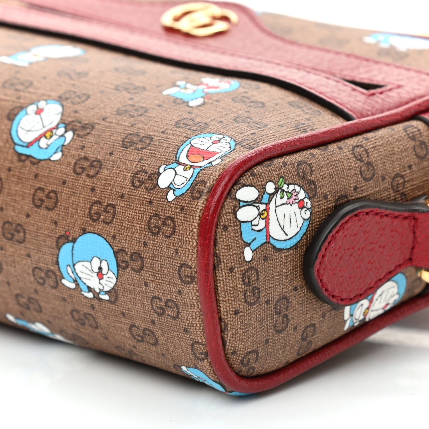 Gucci X DORAEMON Mini Vintage GG Supreme Monogram Camera Bag Beige Cherry Red 9 of 9