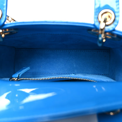 Christian Dior Patent Cannage Mini Lady Dior Blue 5 of 11