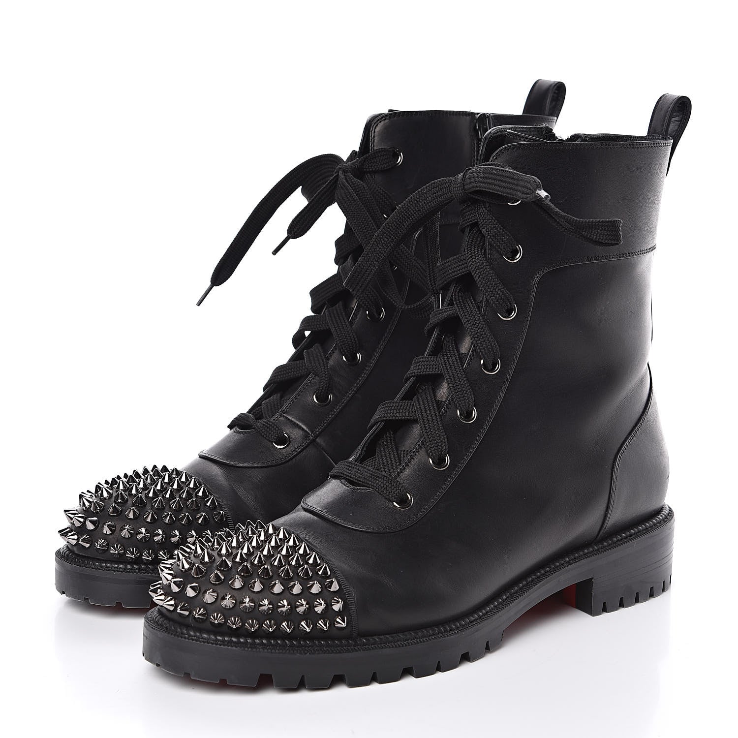 Christian Louboutin Calfskin Spikes TS Croc Flat Boots 41 Black 3 of 8