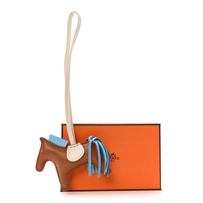 Hermes Milo Lambskin Grigri Rodeo Horse Bag Charm PM Sesame Craie Celeste 4 of 4