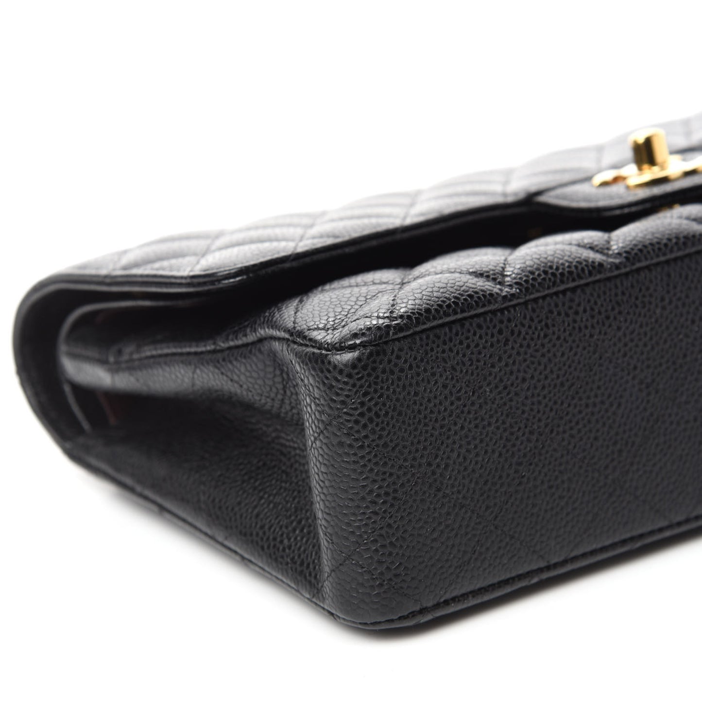 Caviar Quilted Medium Double Flap Black