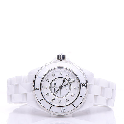 Chanel Stainless Steel Ceramic Diamond 33mm J12 Quartz Watch White 3 of 7