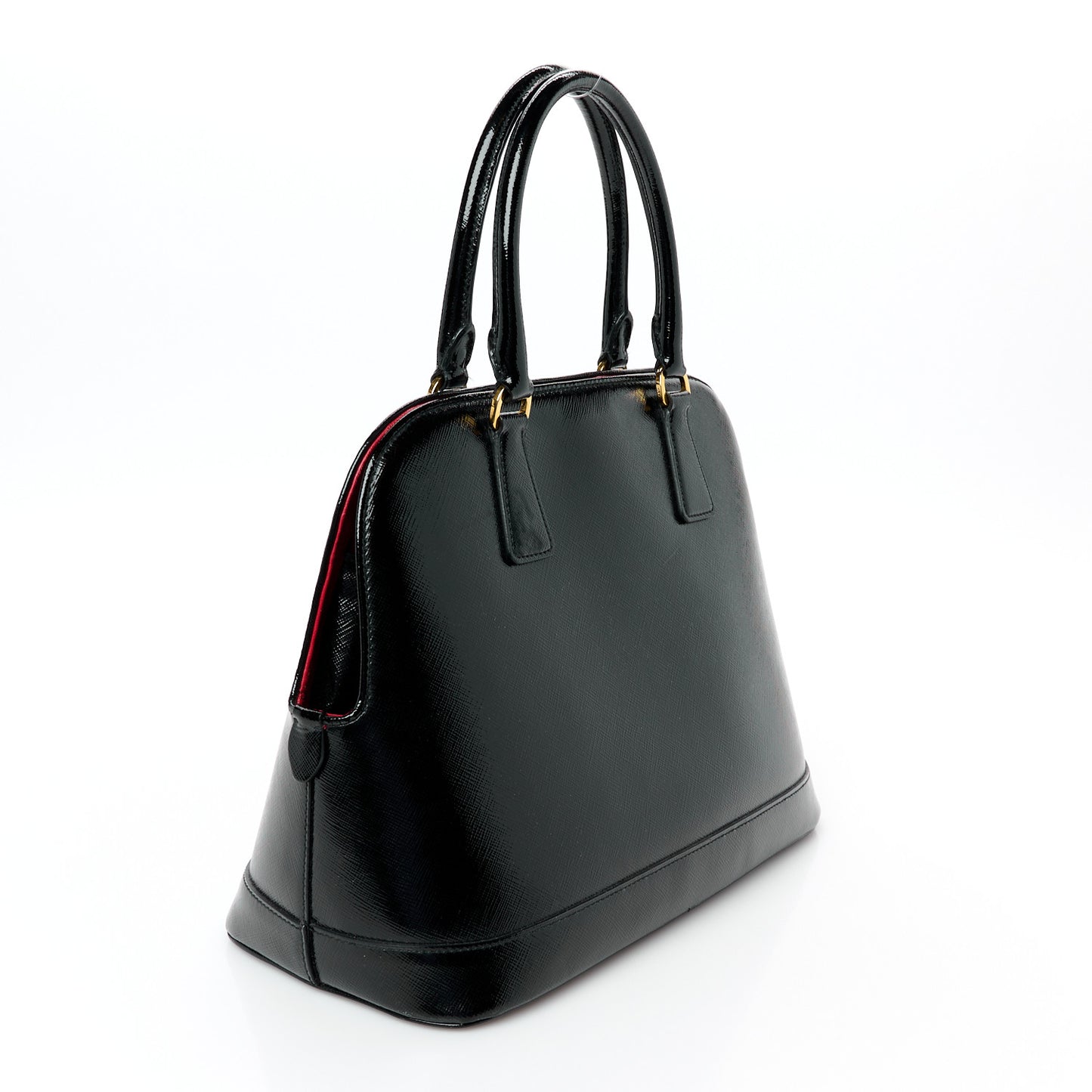 Saffiano Vernice Open Promenade Tote Black Rosso
