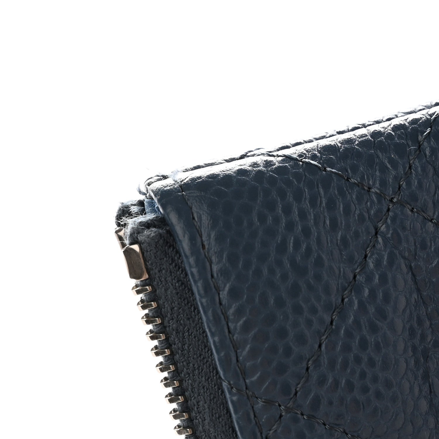 Chanel Caviar Quilted Large Cosmetic Case Dark Blue 8 of 10