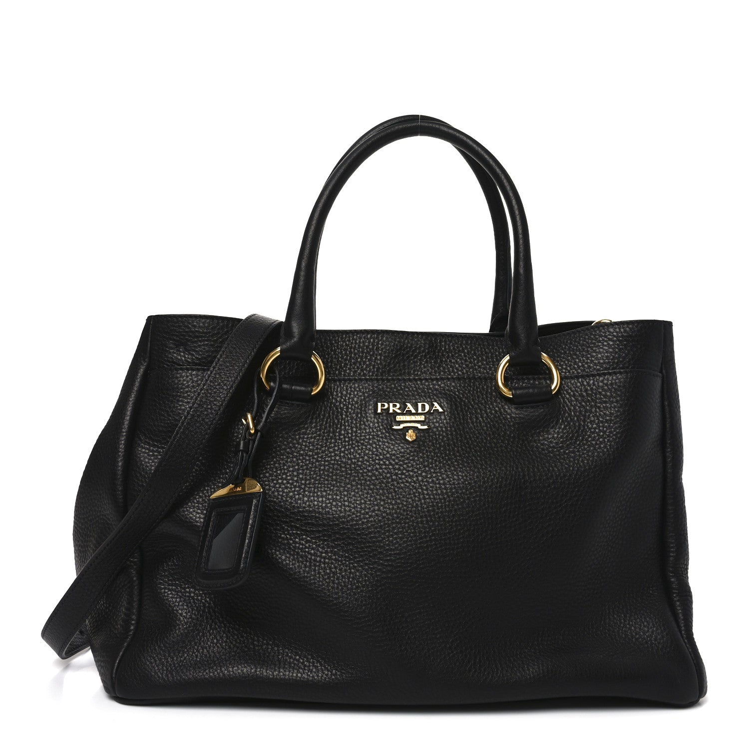 Prada Vitello Daino Tote Black 1 of 9