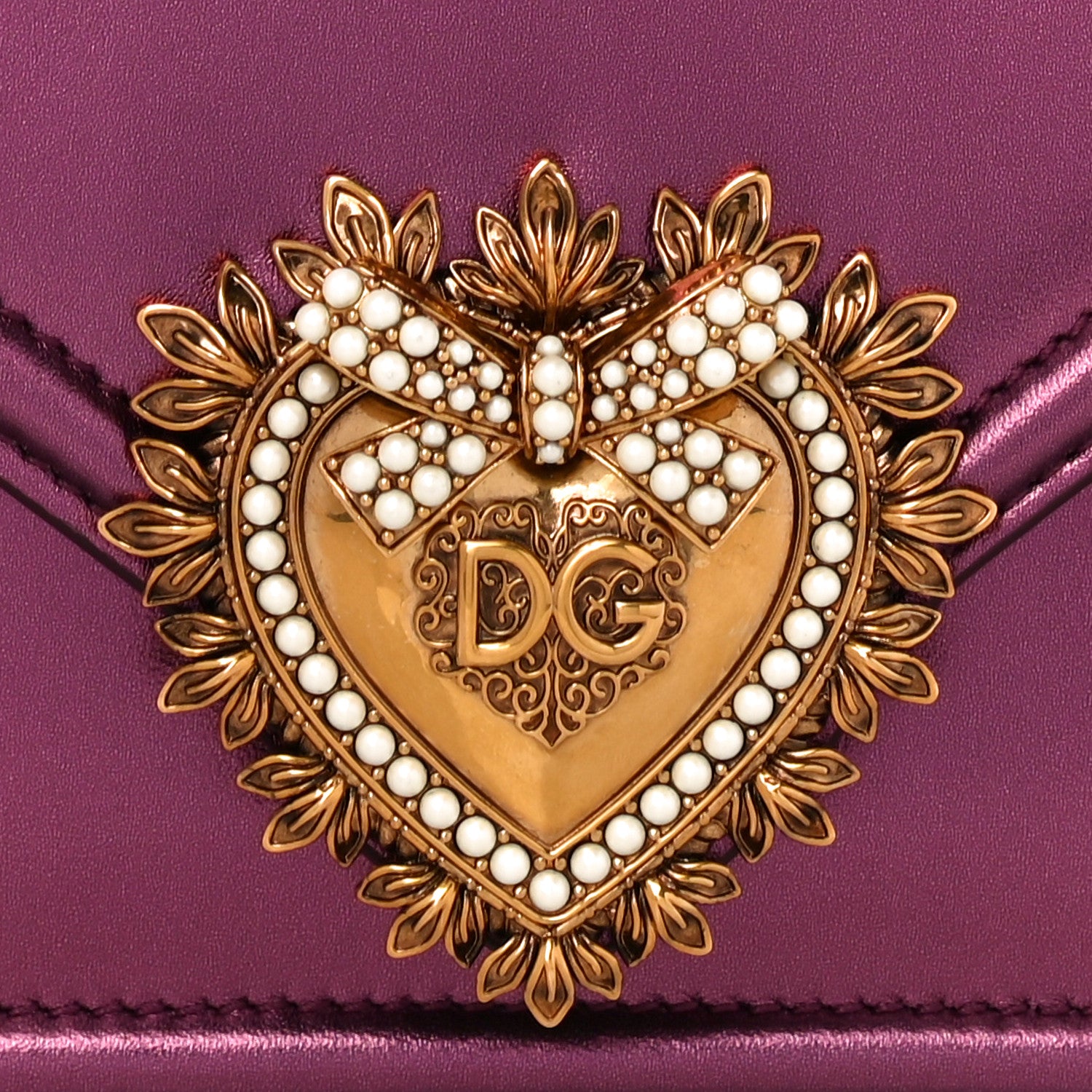 Dolce & Gabbana Metallic Nappa Small Devotion Top Handle Bag Purple 7 of 11
