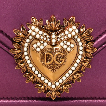 Dolce & Gabbana Metallic Nappa Small Devotion Top Handle Bag Purple 7 of 11