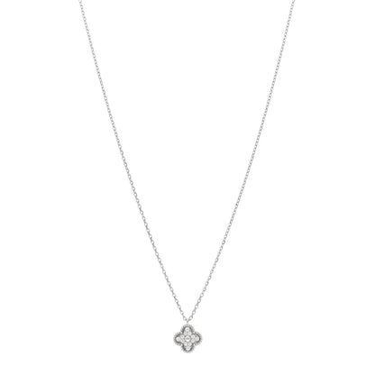 Van Cleef & Arpels 18K White Gold Diamond Sweet Alhambra Pendant Necklace 1 of 6