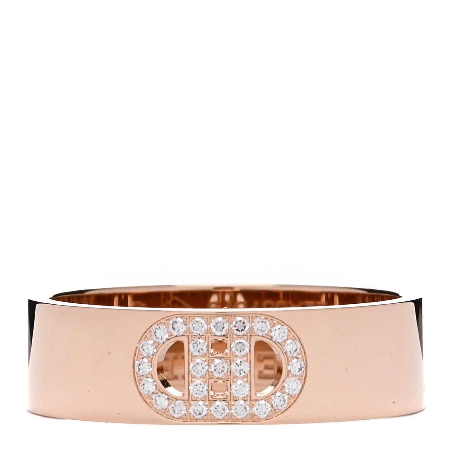 18K Rose Gold Diamond PM H D'Ancre Ring 53 6.5