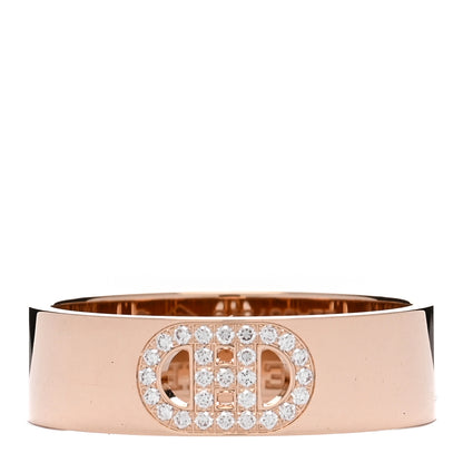 Hermes 18K Rose Gold Diamond PM H D'Ancre Ring 53 6.5 1 of 4