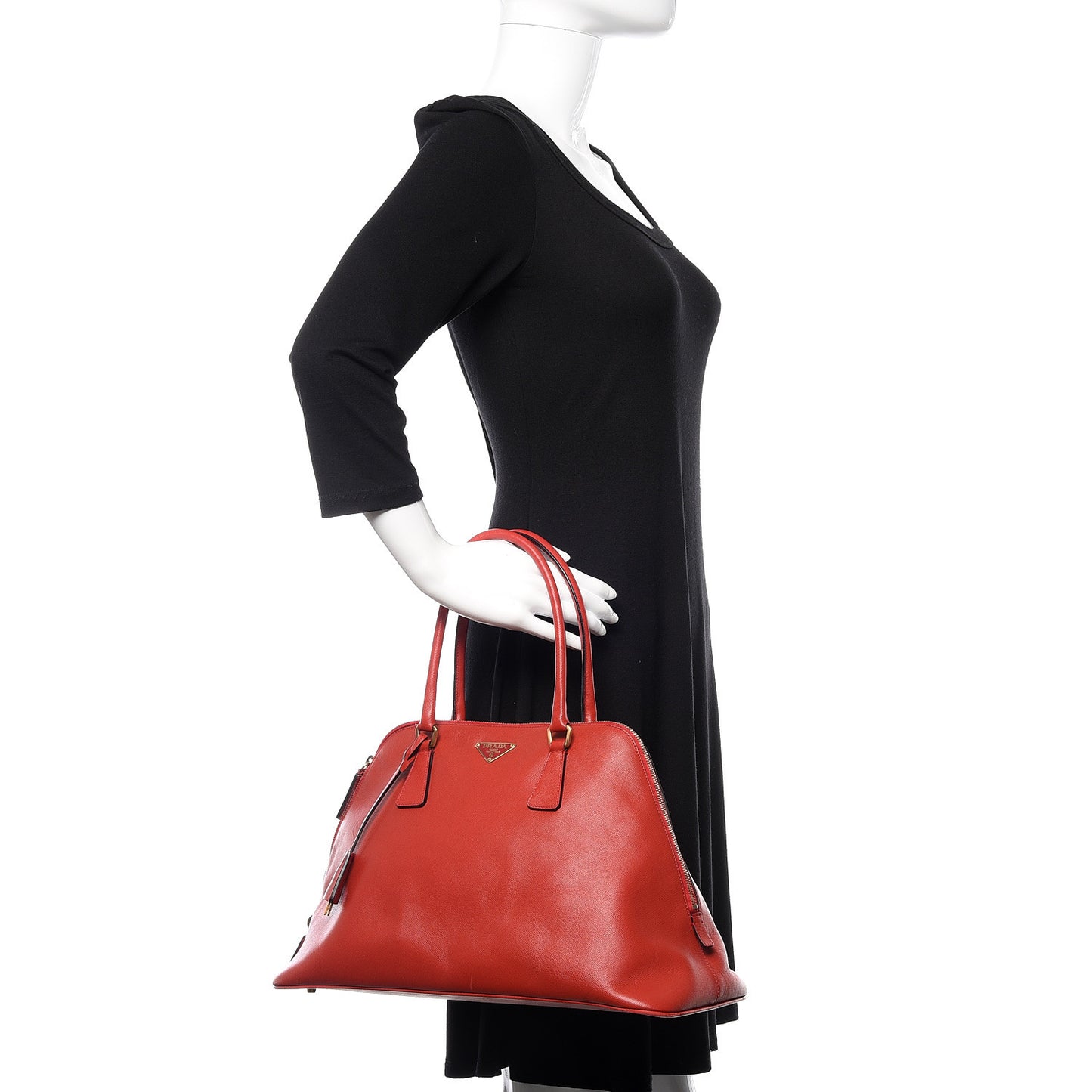 Saffiano Frame Bowler Red