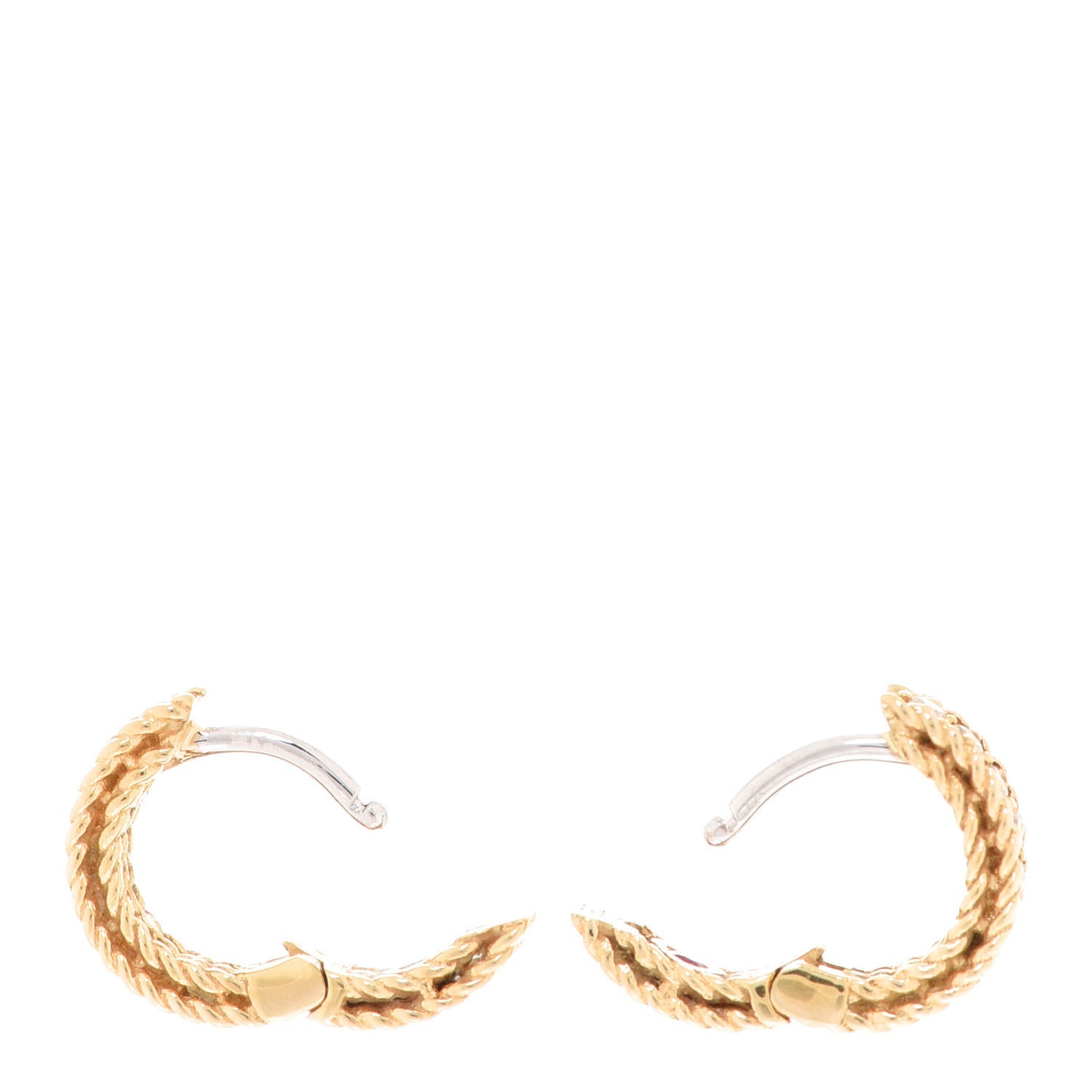 18K Yellow Gold Diamond Symphony Braided Huggie Hoop Earrings