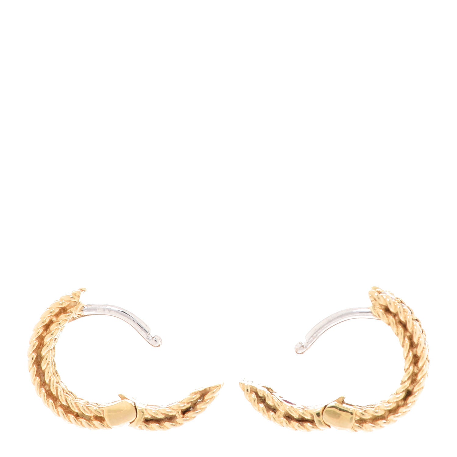 Roberto Coin 18K Yellow Gold Diamond Symphony Braided Huggie Hoop Earrings 4 of 4