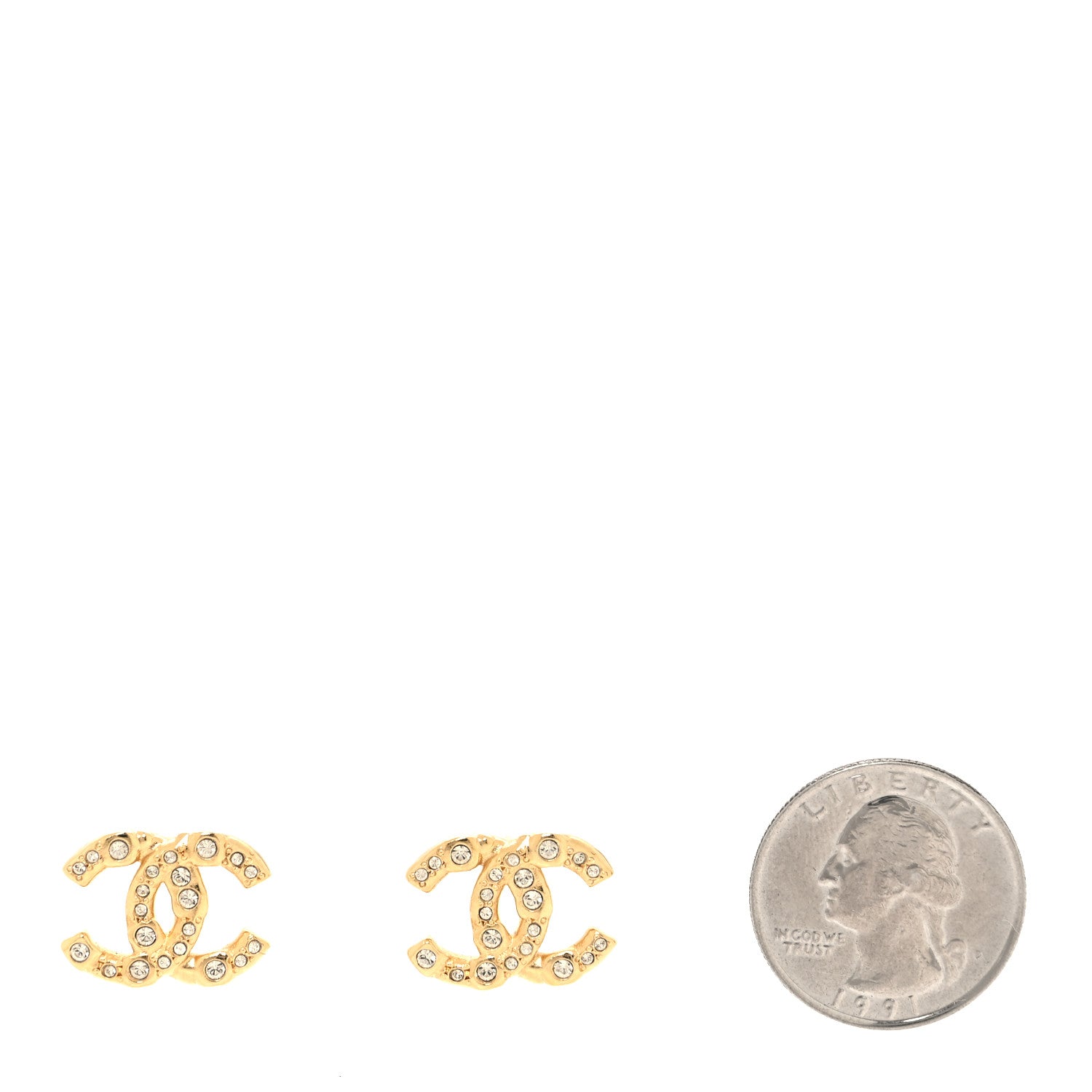 Chanel Crystal CC Earrings Gold 2 of 5