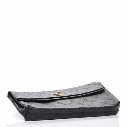 Chanel Caviar Diamond Stitch Oversized Flap Clutch Black 4 of 7