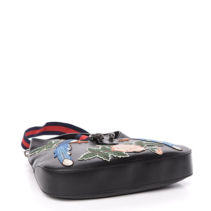 Gucci Calfskin Web Garden Collection Embroidered Medium Dionysus Hobo Black 4 of 11