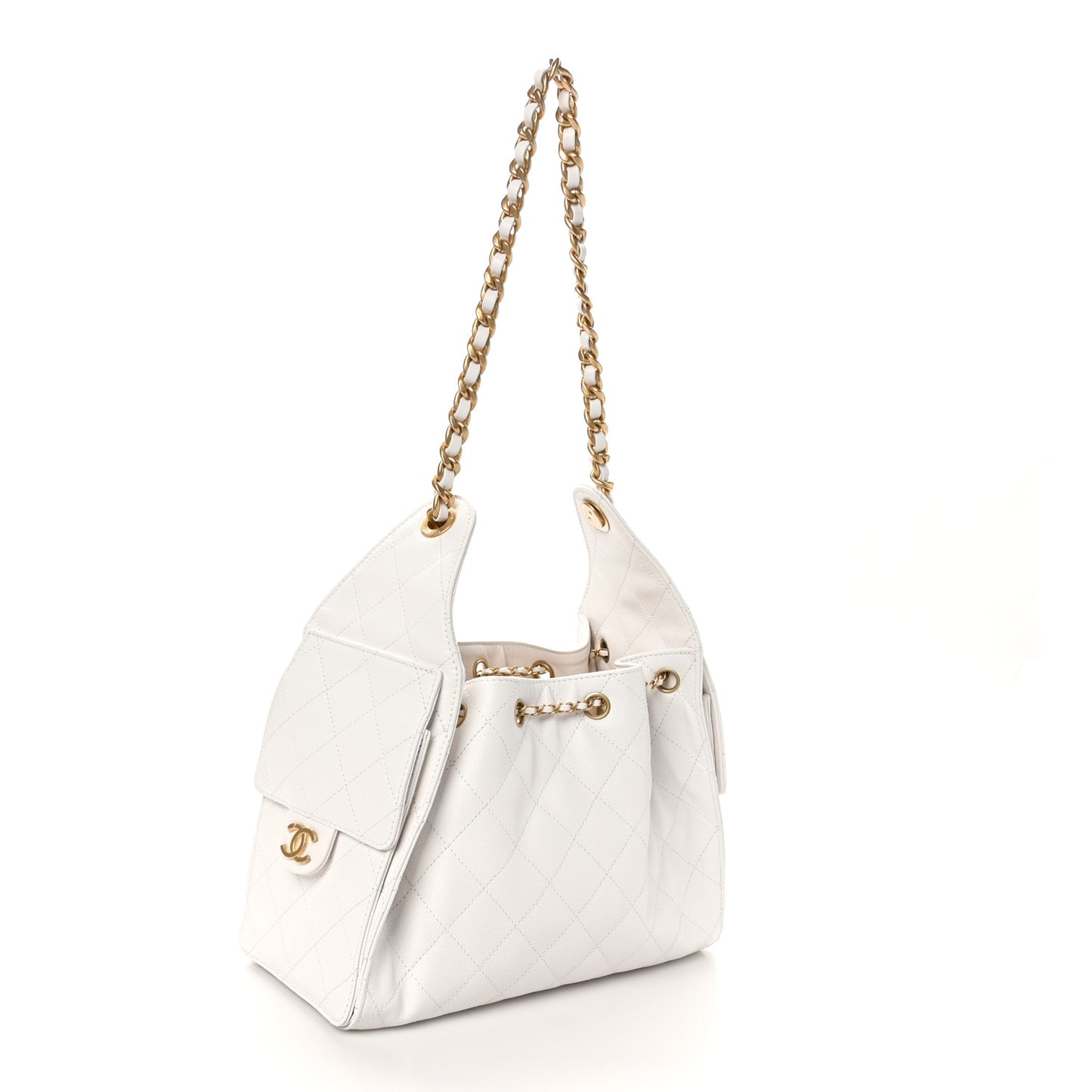 Caviar Quilted Small Chanel 25 Handbag White