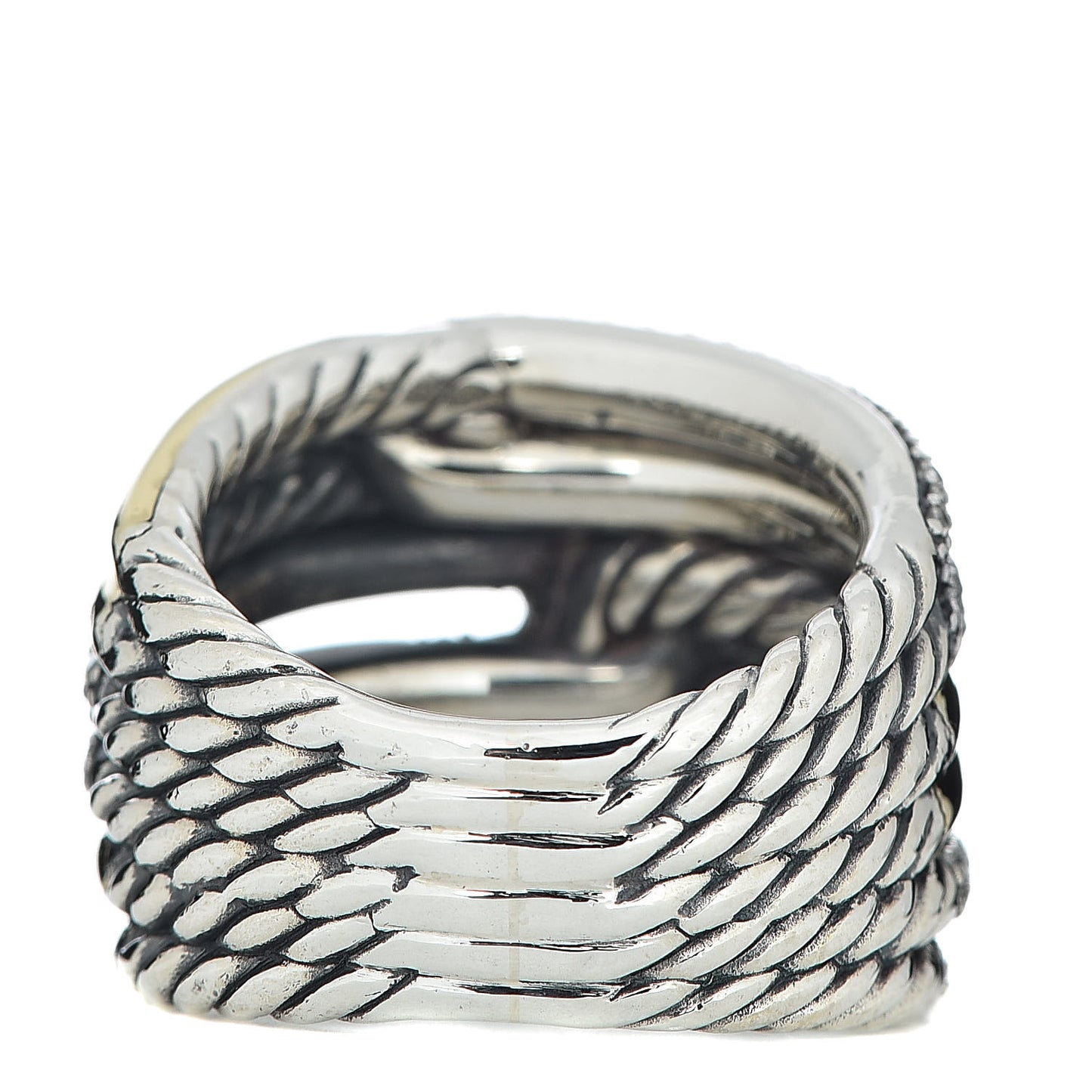 Sterling Silver 18K Yellow Gold Diamond 19mm Labyrinth Triple Loop Ring 54 6.75