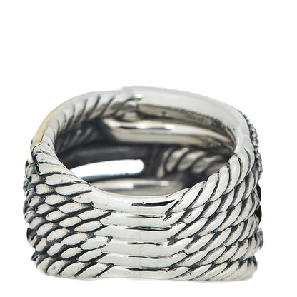 David Yurman Sterling Silver 18K Yellow Gold Diamond 19mm Labyrinth Triple Loop Ring 54 6.75 4 of 5