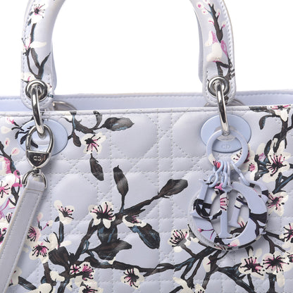 Christian Dior Lambskin Cannage Floral Printed Medium Lady Dior Light Blue 14 of 19