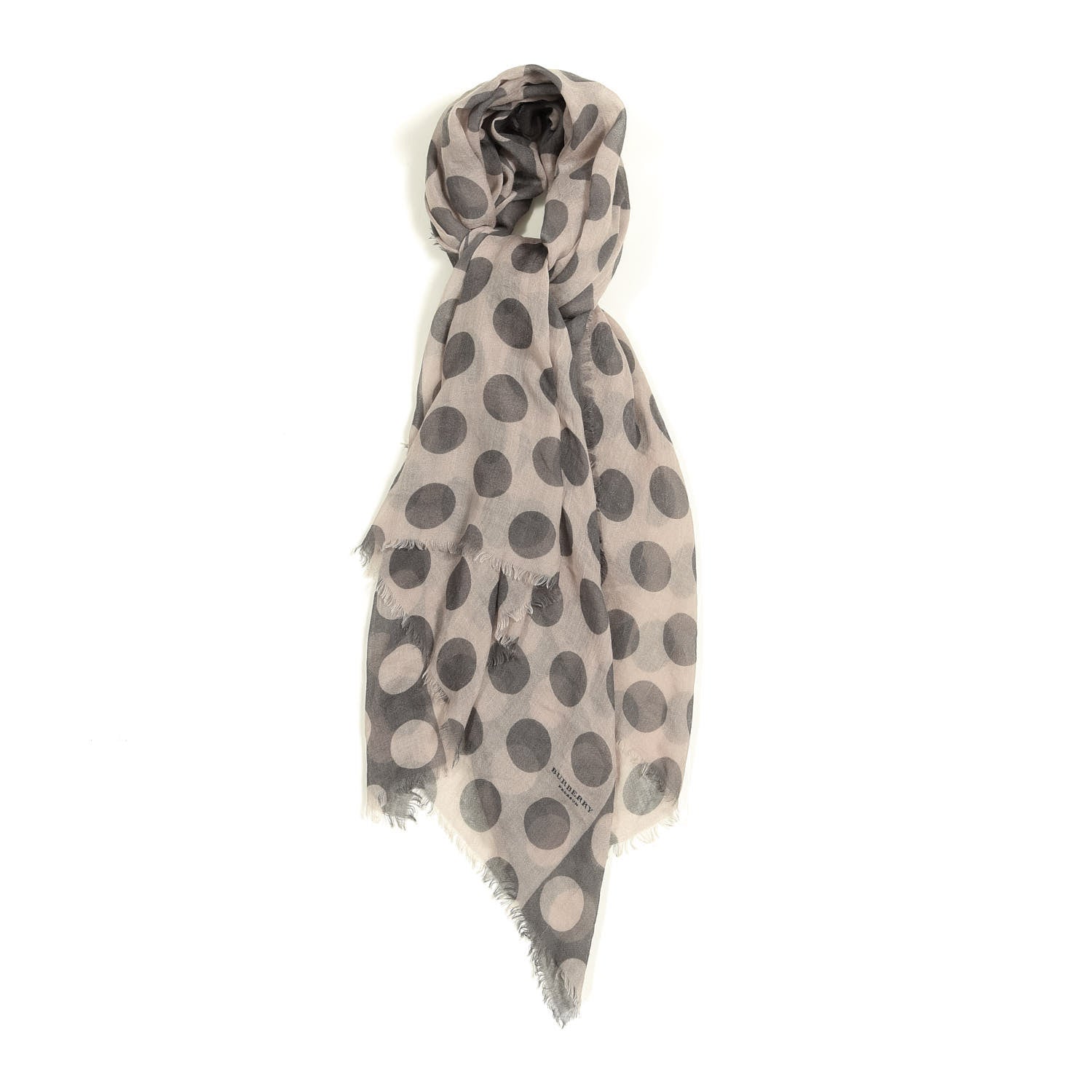 Burberry Prorsum Cashmere Silk Polka Dot Fringe Scarf Grey 1 of 4