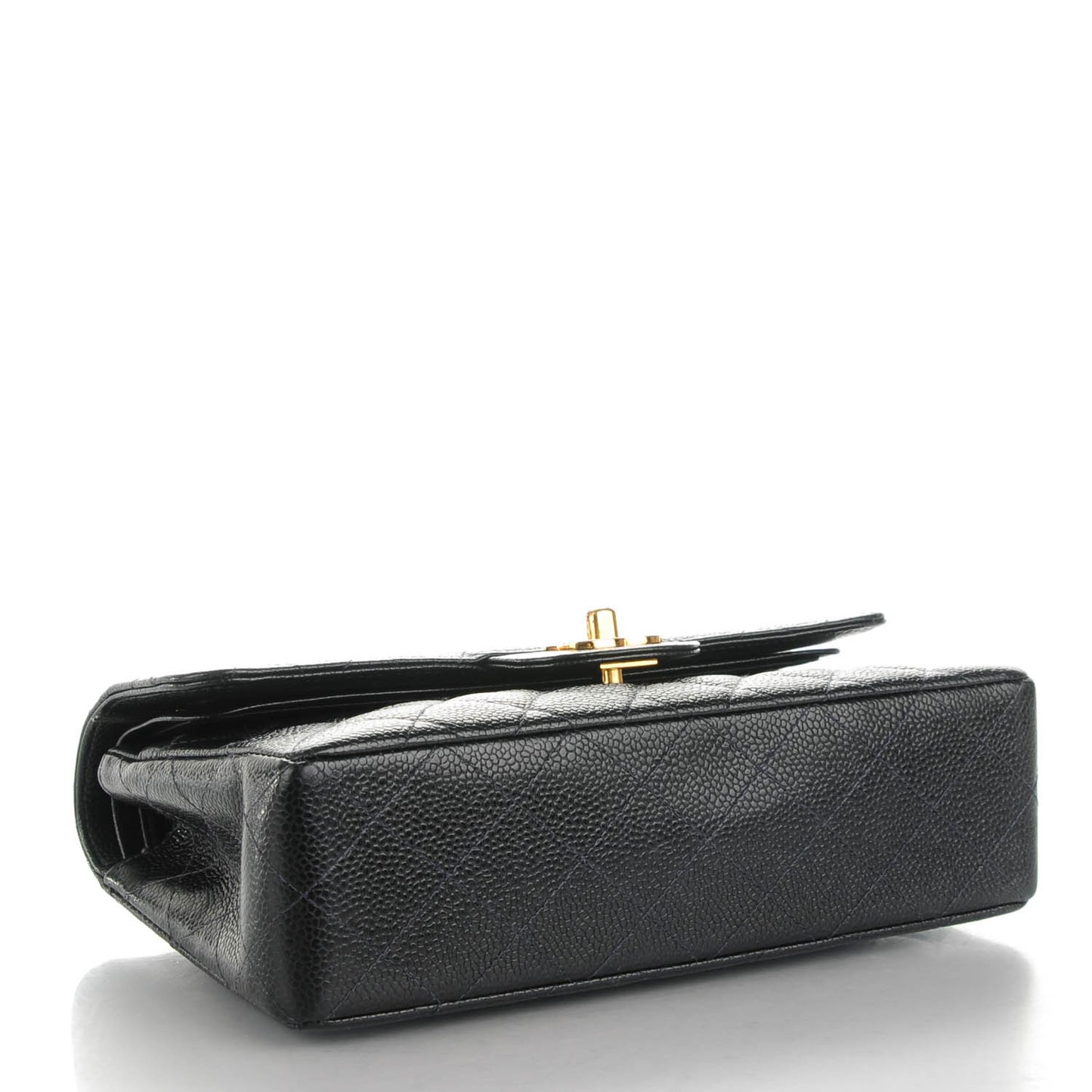 Caviar Quilted Small Double Flap Navy