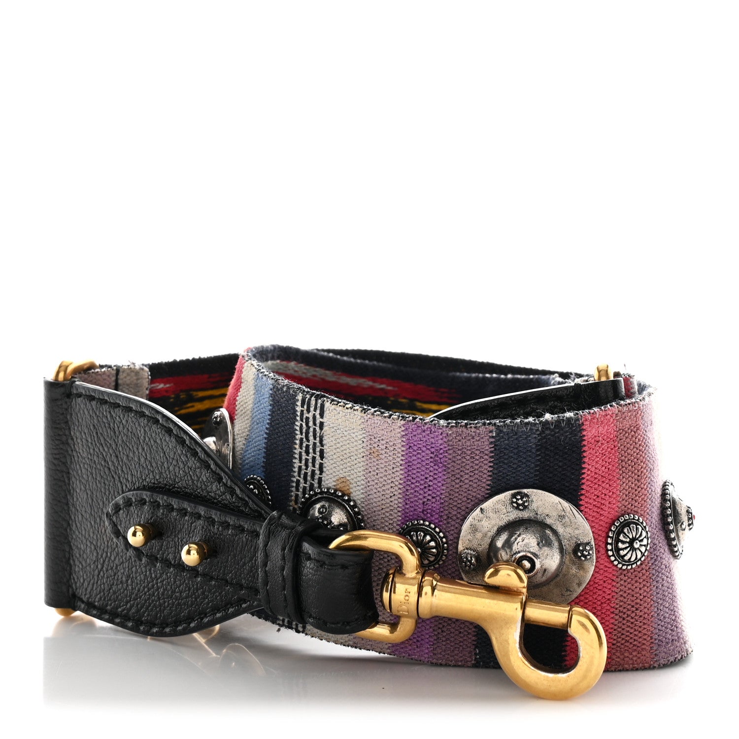 Christian Dior Canvas Embroidered Studded Rainbow Shoulder Strap 1 of 4