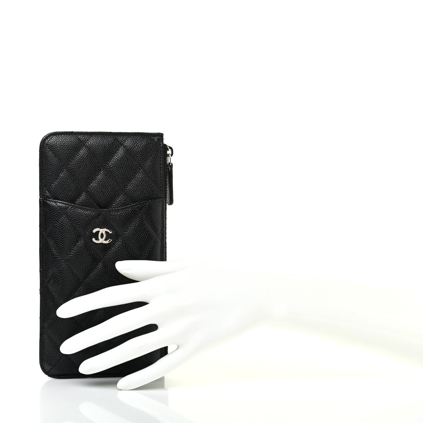 Caviar Quilted Classic Flat Wallet Pouch Black