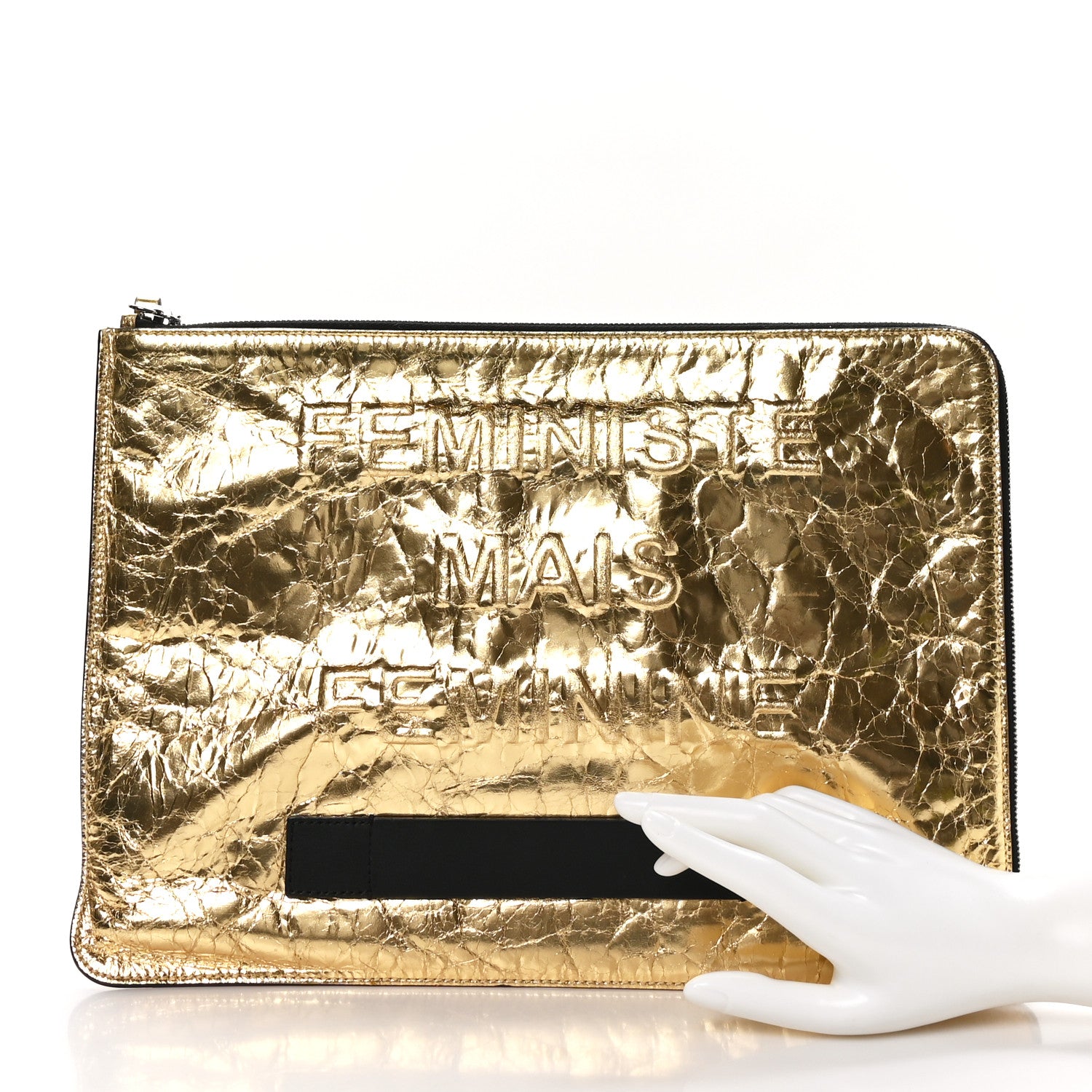 Chanel Metallic Lambskin Large Feministe Maize Feminine Pouch Clutch Gold 2 of 9